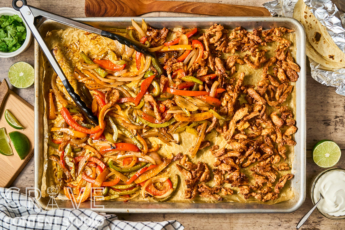 Sheet Pan Soy Curl Fajitas