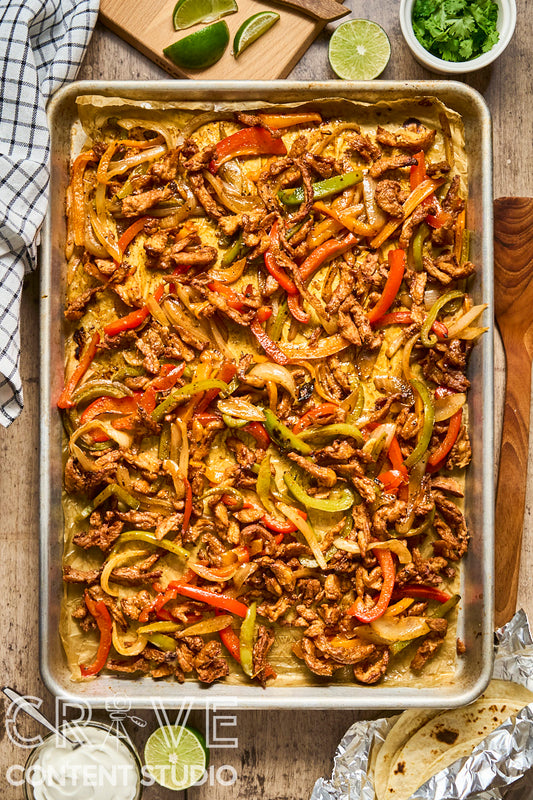 Sheet Pan Soy Curl Fajitas