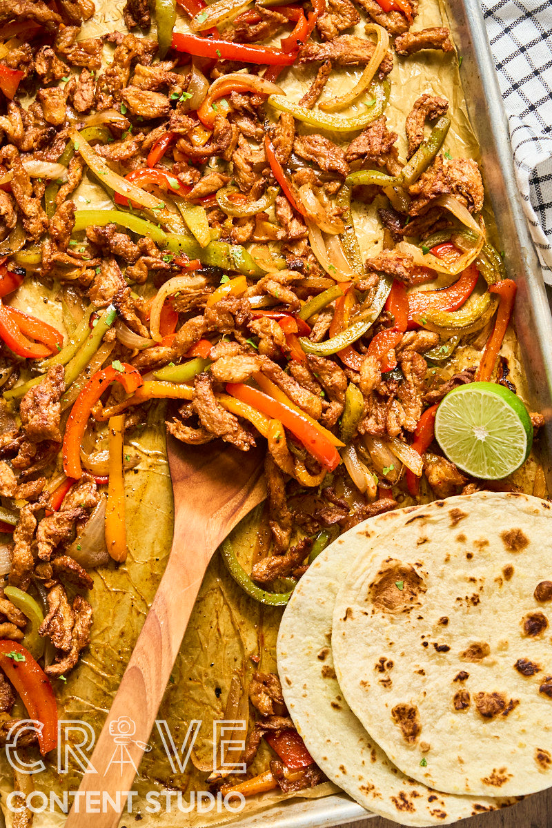 Sheet Pan Soy Curl Fajitas