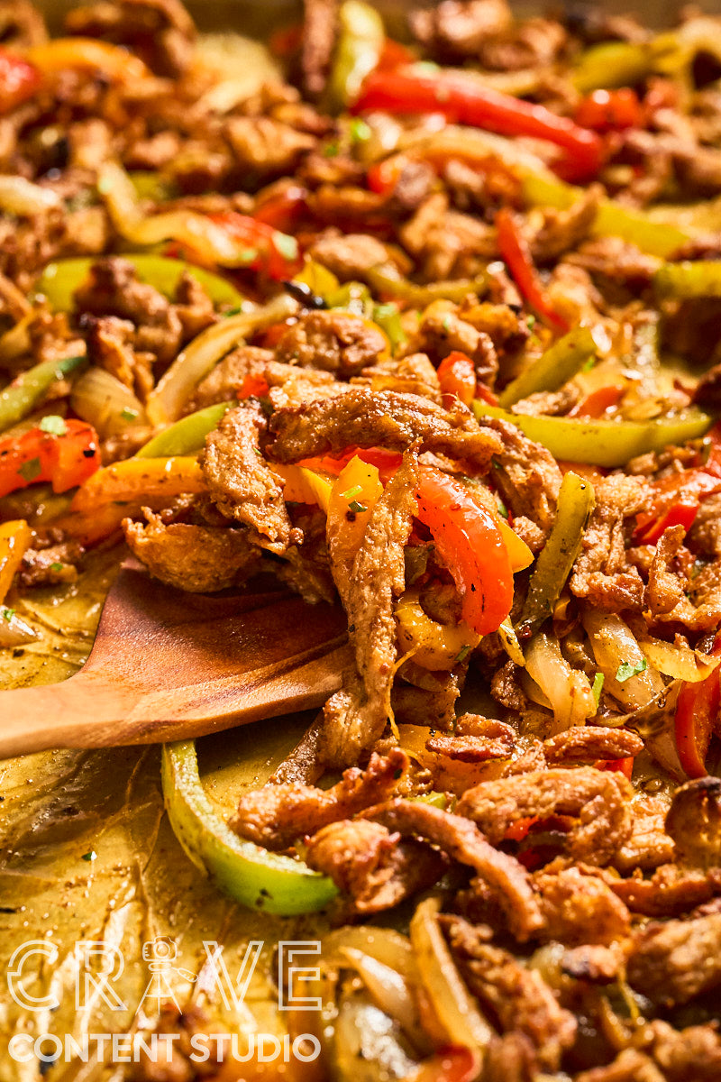 Sheet Pan Soy Curl Fajitas