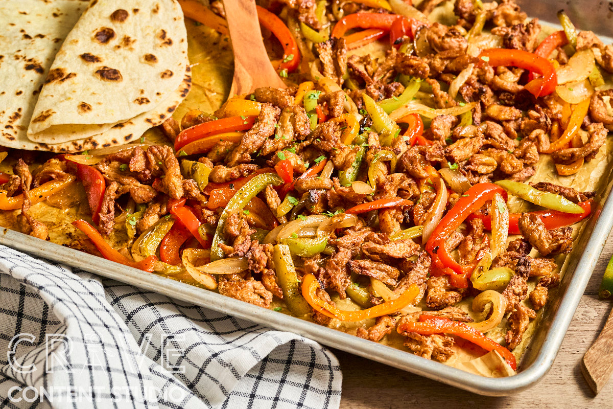 Sheet Pan Soy Curl Fajitas