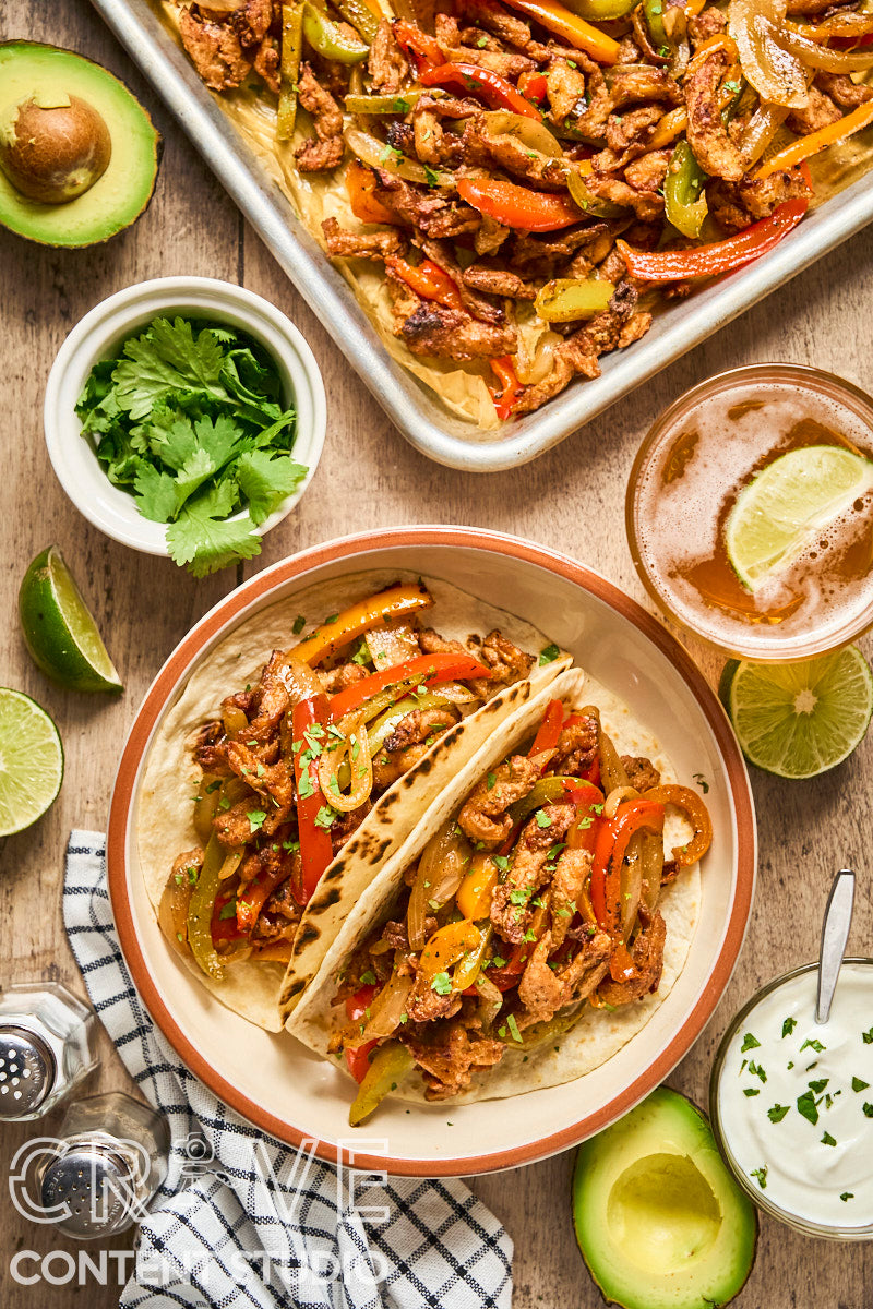 Sheet Pan Soy Curl Fajitas