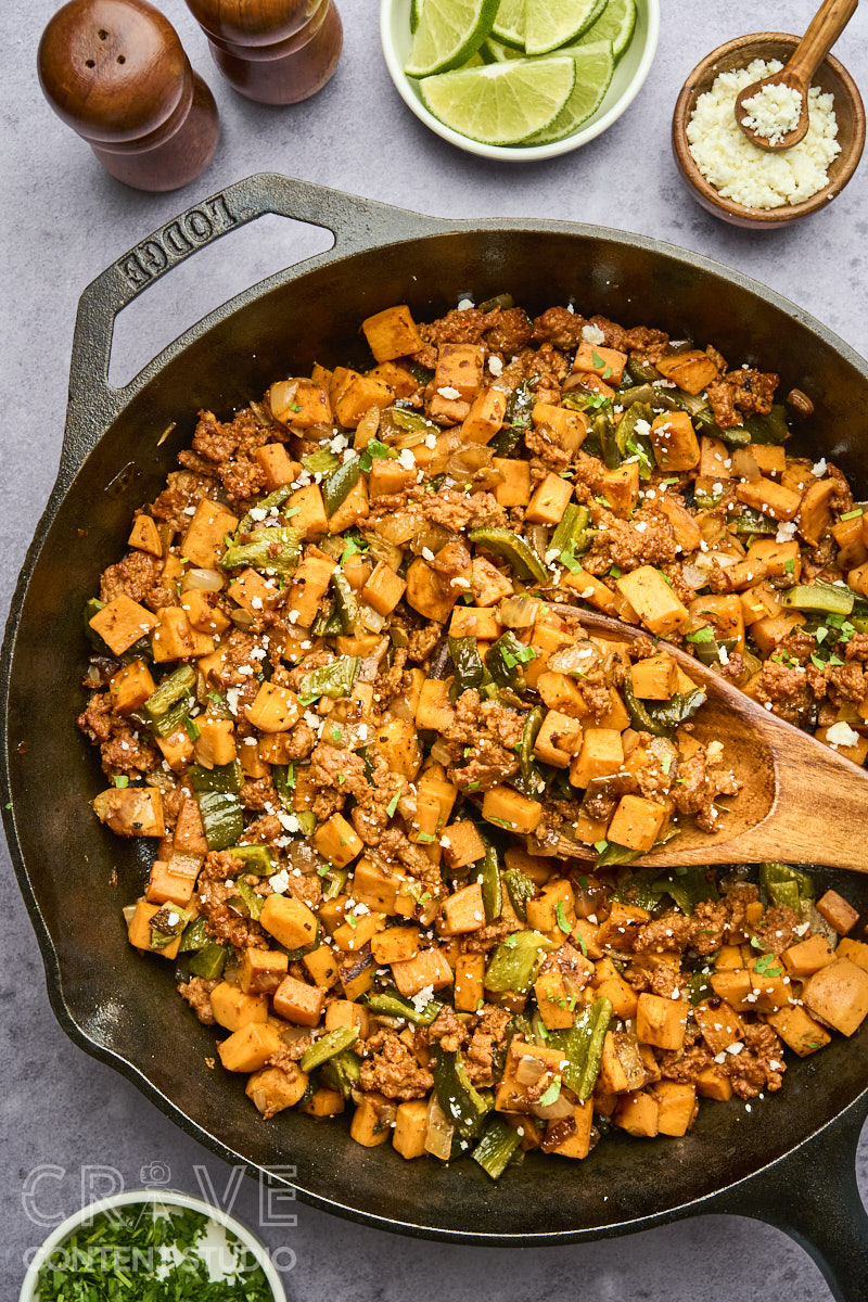 Sweet Potato Breakfast Hash with Chorizo and Poblanos