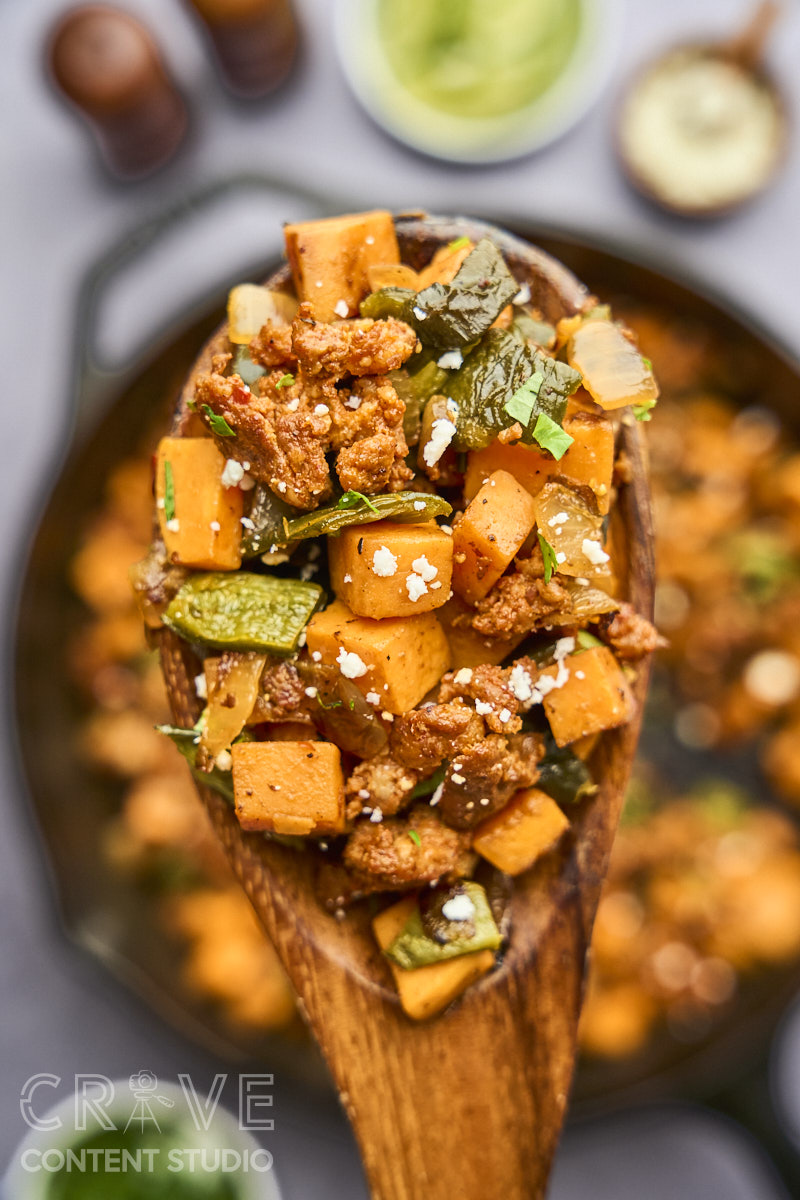 Sweet Potato Breakfast Hash with Chorizo and Poblanos