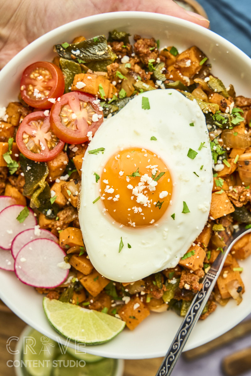 Sweet Potato Breakfast Hash with Chorizo and Poblanos