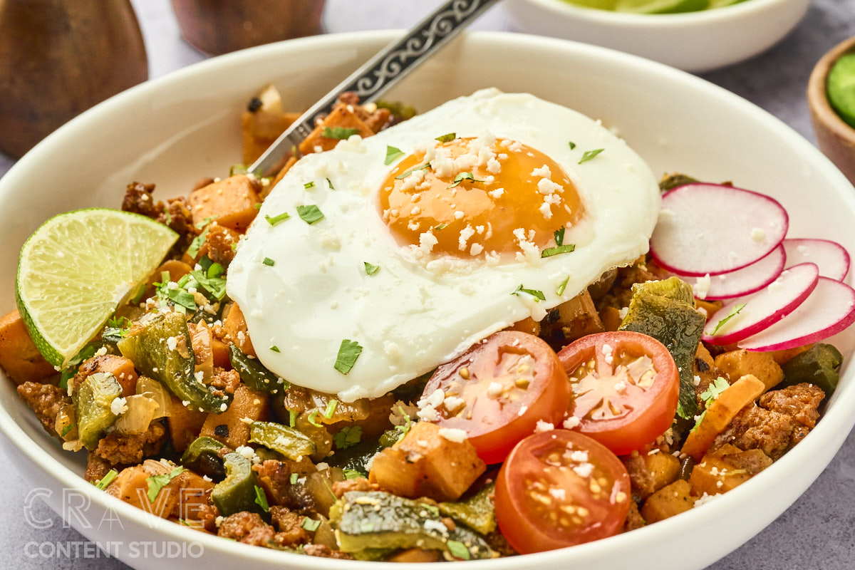 Sweet Potato Breakfast Hash with Chorizo and Poblanos