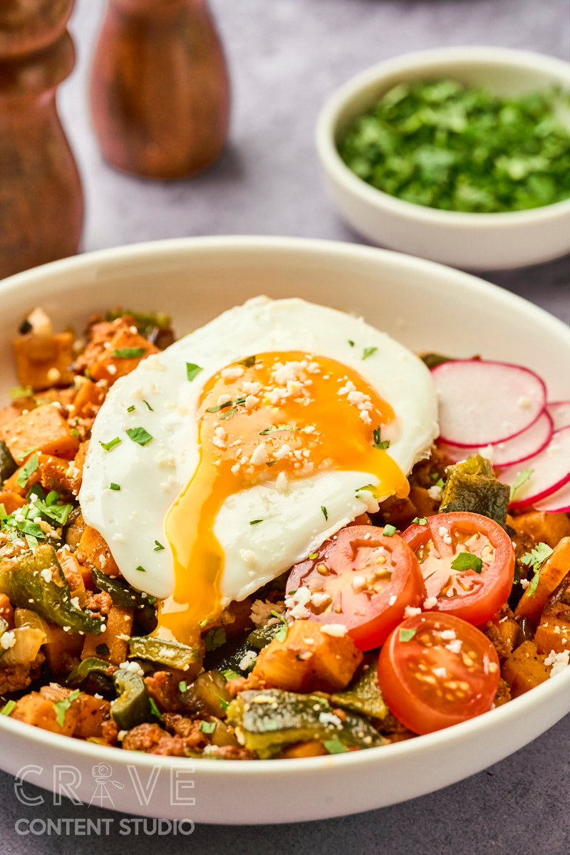 Sweet Potato Breakfast Hash with Chorizo and Poblanos