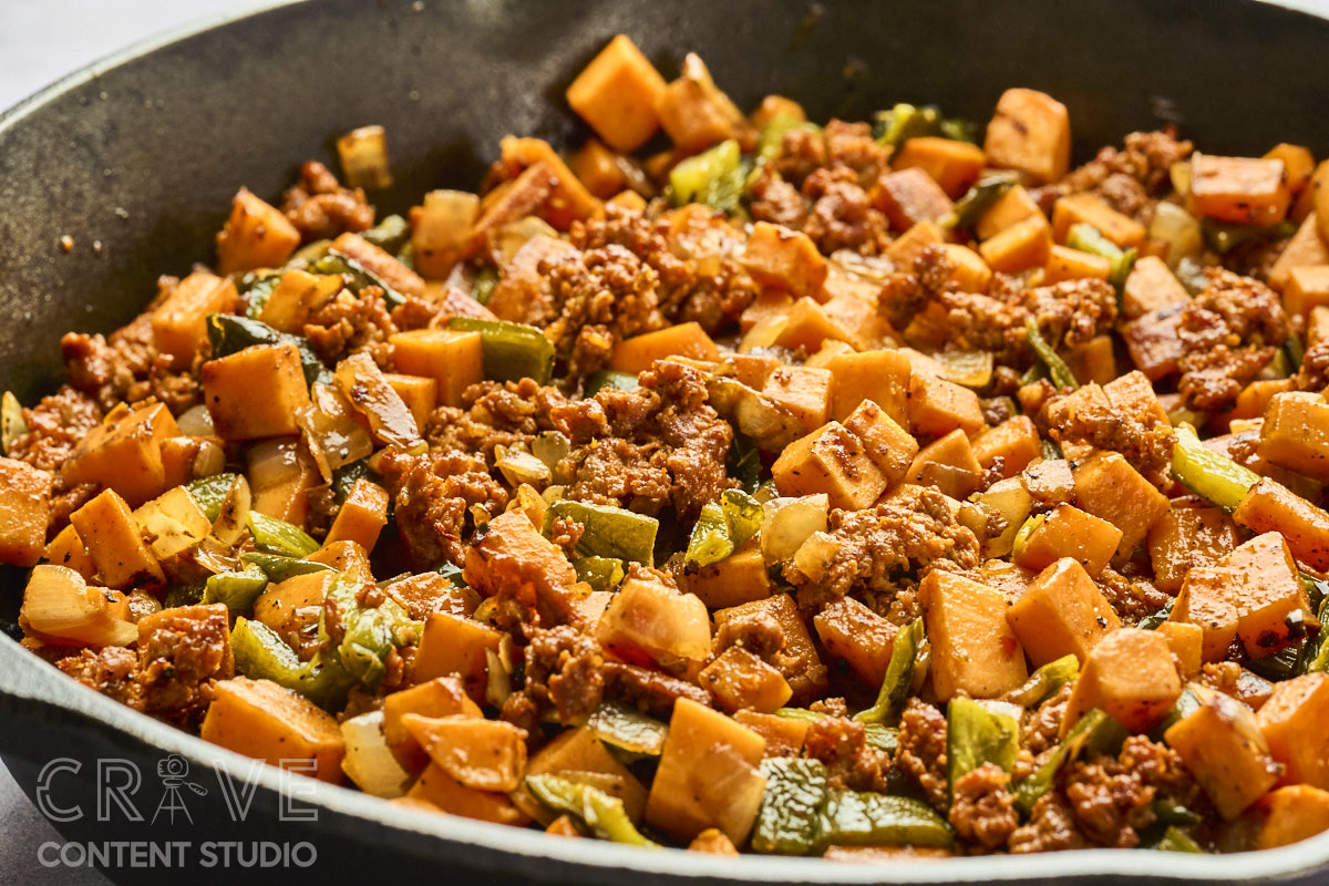 Sweet Potato Breakfast Hash with Chorizo and Poblanos