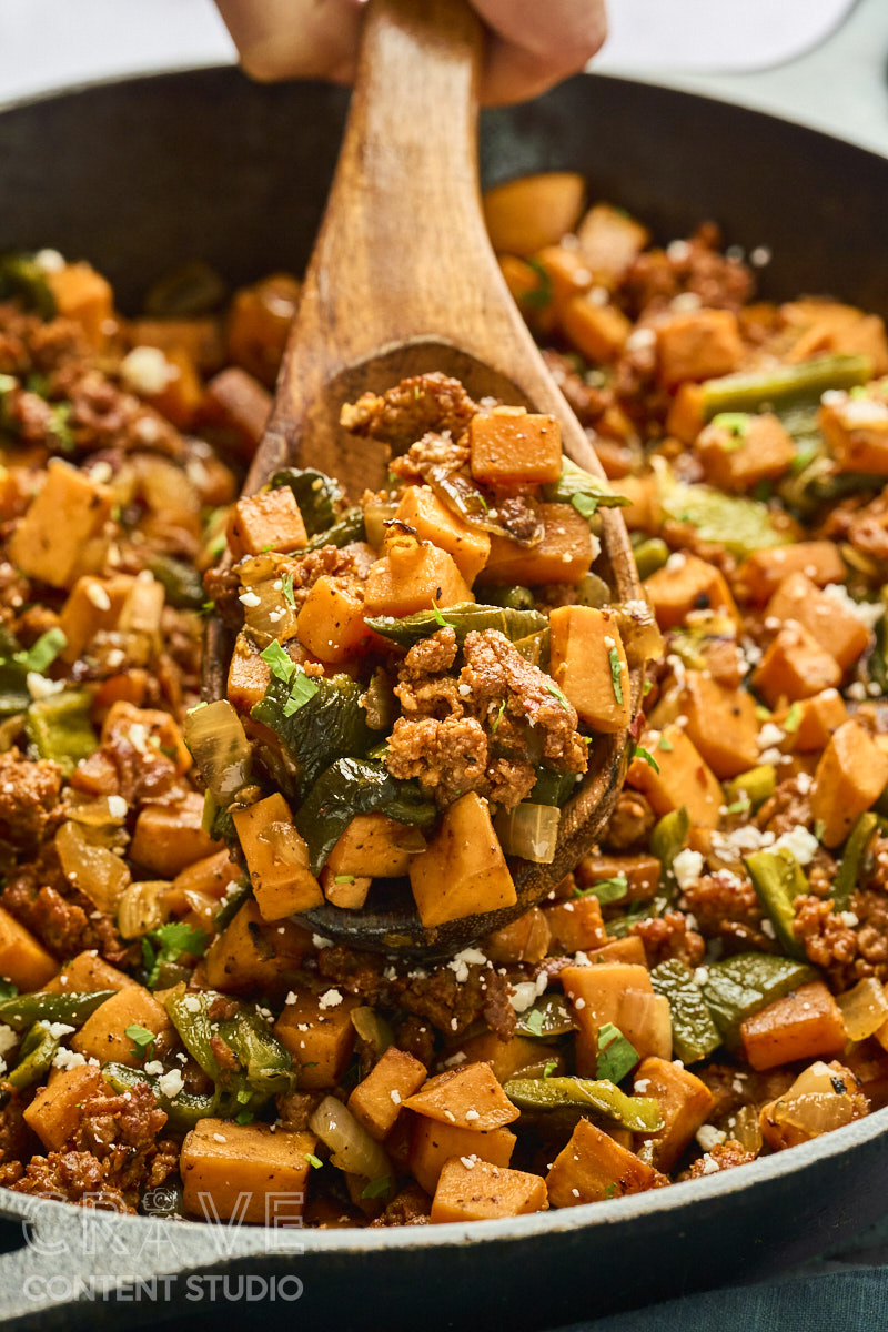 Sweet Potato Breakfast Hash with Chorizo and Poblanos